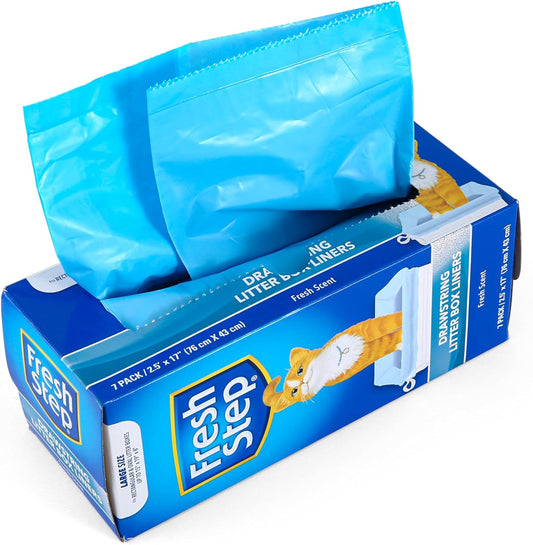 Fresh Step Drawstring Litter Box Liners, Fresh  Scent, Large Size, 30" x 17" - 7 Count