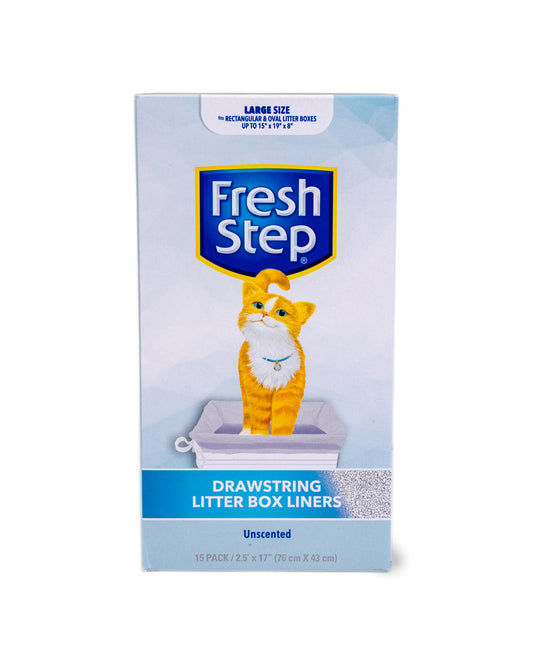 Fresh Step Drawstring Litter Box Liners Unscented, Large Size, 30" x 17" - 15 Count