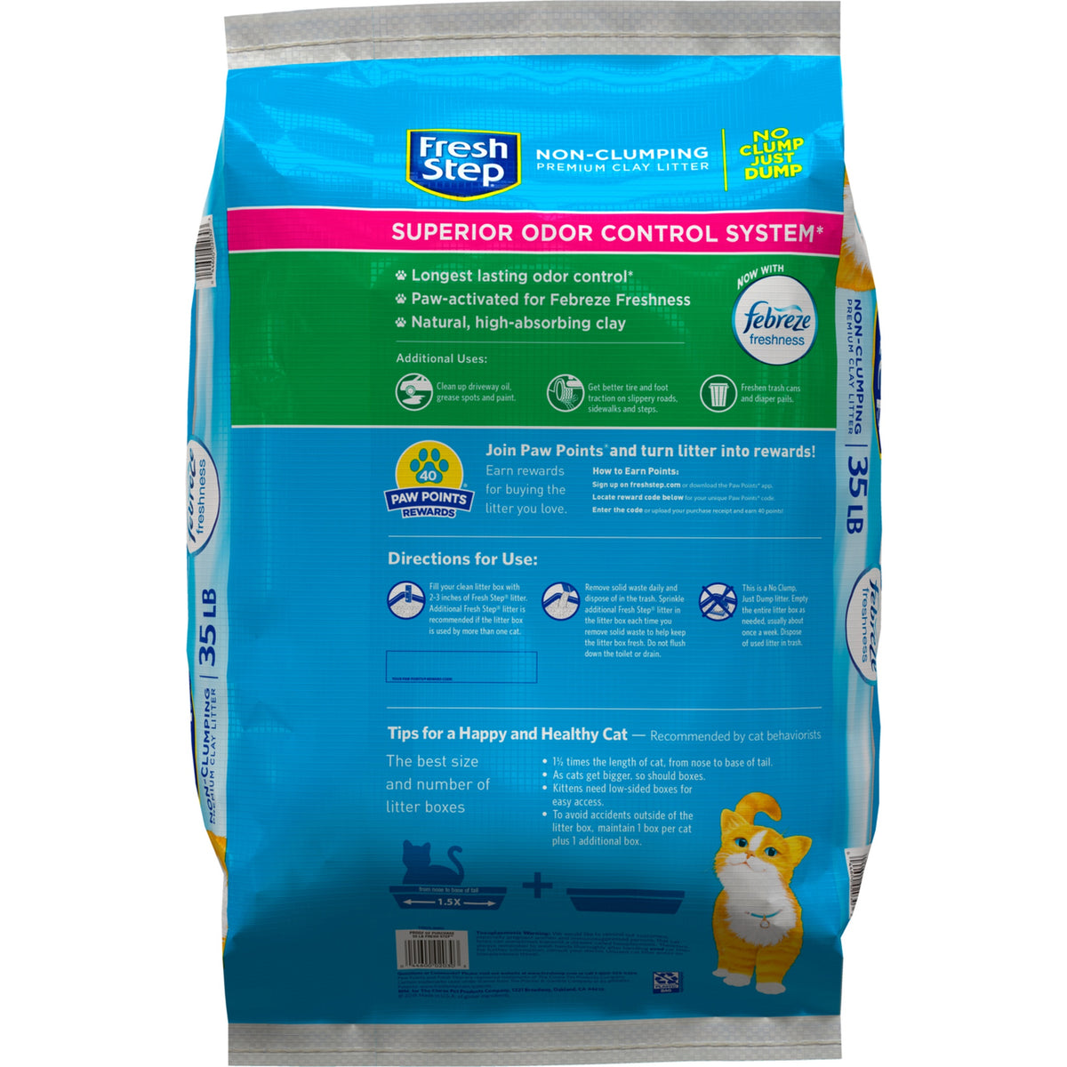 Fresh Step Non-Clumping Multi-Cat Premium Clay Cat Litter, Febreze Freshness Scent, 35 lb Bag — product image 8