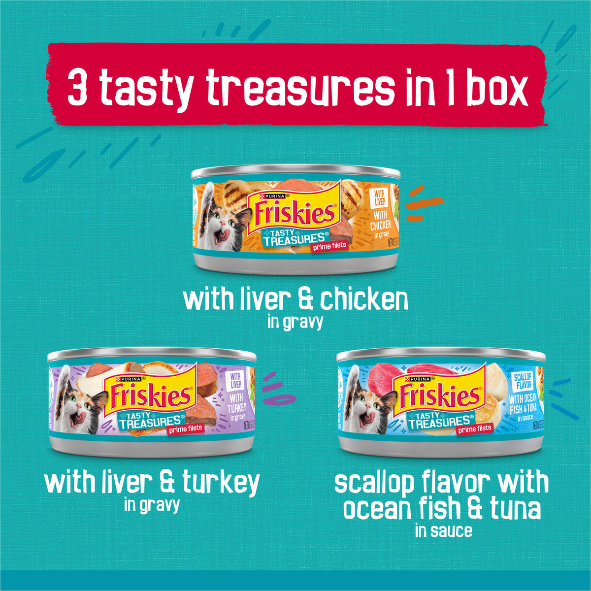 Friskies Gravy Tasty Treasures Prime Filets, Wet Cat Food, 5.5 oz Cans, 12 Pack — product image 4