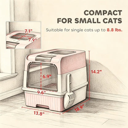 Front Entry Top Exit Enclosed Cat Litter Box with Grooved Lid, Slide Out Tray and Litter Scoop, Dual Deodorizer Slots Semi Transparent Door, Indoor Cat Toilet for Cats Up to 9 lbs — product image 2