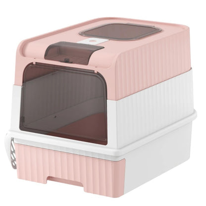 Front Entry Top Exit Enclosed Cat Litter Box with Grooved Lid, Slide Out Tray and Litter Scoop, Dual Deodorizer Slots Semi Transparent Door, Indoor Cat Toilet for Cats Up to 9 lbs — product image 3
