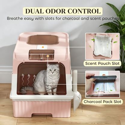 Front Entry Top Exit Enclosed Cat Litter Box with Grooved Lid, Slide Out Tray and Litter Scoop, Dual Deodorizer Slots Semi Transparent Door, Indoor Cat Toilet for Cats Up to 9 lbs — product image 7
