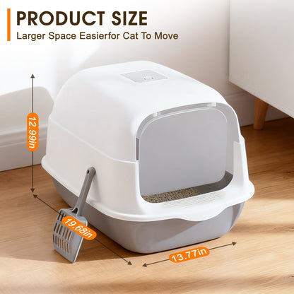 Fully Enclosed Cat Litter Box with Cat Litter Scoop, 3 Modes Convertible Covered Cat Toilet, Large Hooded Kitty Litter Pan, Anti-Splash Easy Clean Cat Litter Container — product image 2