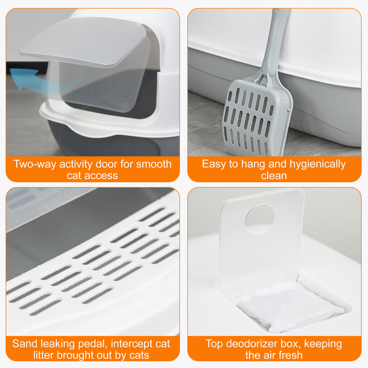 Fully Enclosed Cat Litter Box with Cat Litter Scoop, 3 Modes Convertible Covered Cat Toilet, Large Hooded Kitty Litter Pan, Anti-Splash Easy Clean Cat Litter Container — product image 3