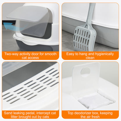 Fully Enclosed Cat Litter Box with Cat Litter Scoop, 3 Modes Convertible Covered Cat Toilet, Large Hooded Kitty Litter Pan, Anti-Splash Easy Clean Cat Litter Container — product image 3