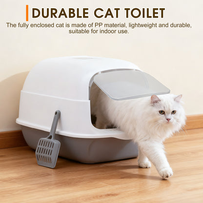 Fully Enclosed Cat Litter Box with Cat Litter Scoop, 3 Modes Convertible Covered Cat Toilet, Large Hooded Kitty Litter Pan, Anti-Splash Easy Clean Cat Litter Container — product image 6