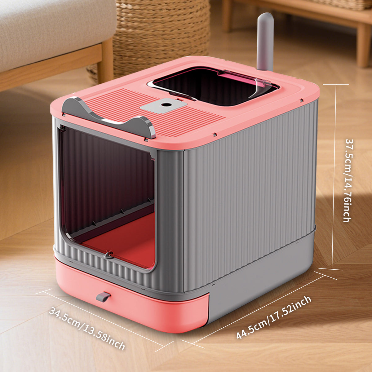 Fully Enclosed Cat Litter Box with Lid and Drawer, 3-Stage Adjustable Covered Litter Box for Kittens to Adult Cats, Anti-Splash, Odor Control, Pink — product image 6