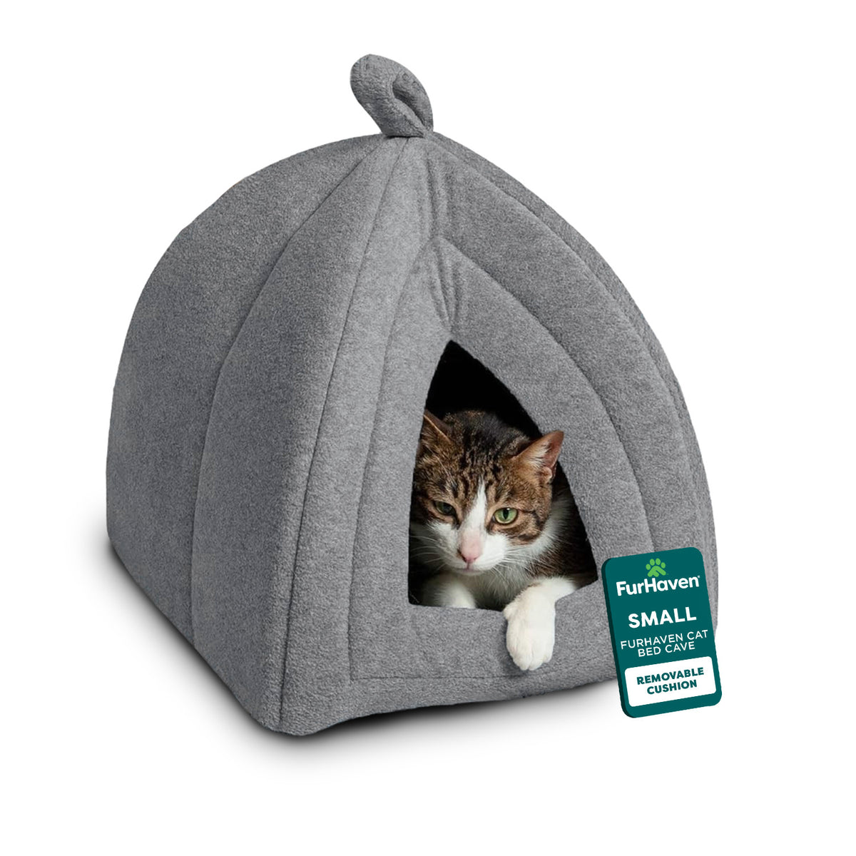 Furhaven Small Cat Bed Polar Fleece Foldable Pet Tent, Washable - Heather Gray, Small Pet Tent Small Pet Tent - Fleece (Heather Gray)