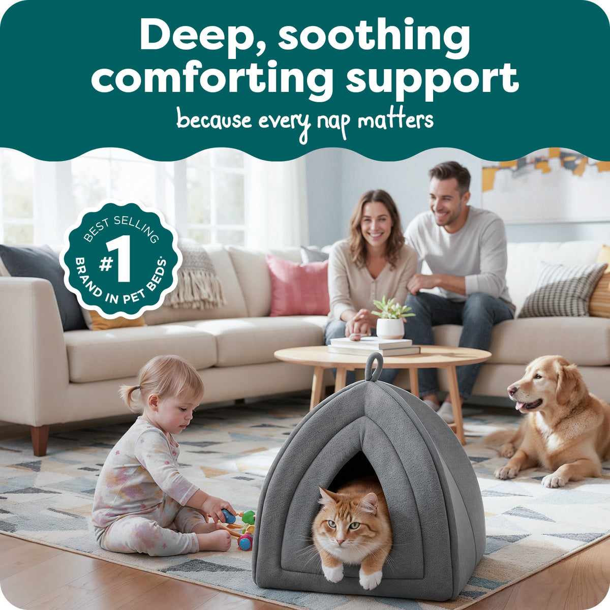 Furhaven Small Cat Bed Polar Fleece Foldable Pet Tent, Washable - Heather Gray, Small Pet Tent Small Pet Tent - Fleece (Heather Gray) — product image 3