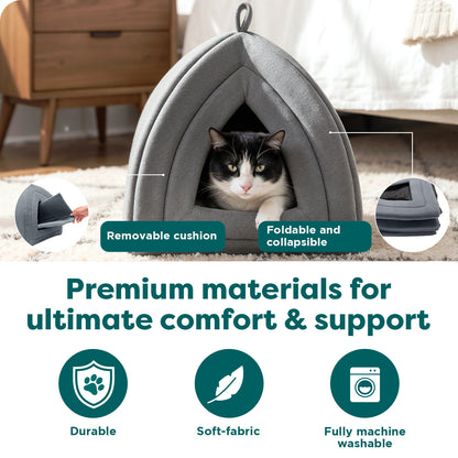 Furhaven Small Cat Bed Polar Fleece Foldable Pet Tent, Washable - Heather Gray, Small Pet Tent Small Pet Tent - Fleece (Heather Gray) — product image 5