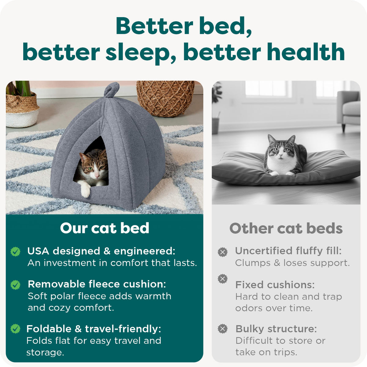 Furhaven Small Cat Bed Polar Fleece Foldable Pet Tent, Washable - Heather Gray, Small Pet Tent Small Pet Tent - Fleece (Heather Gray) — product image 6