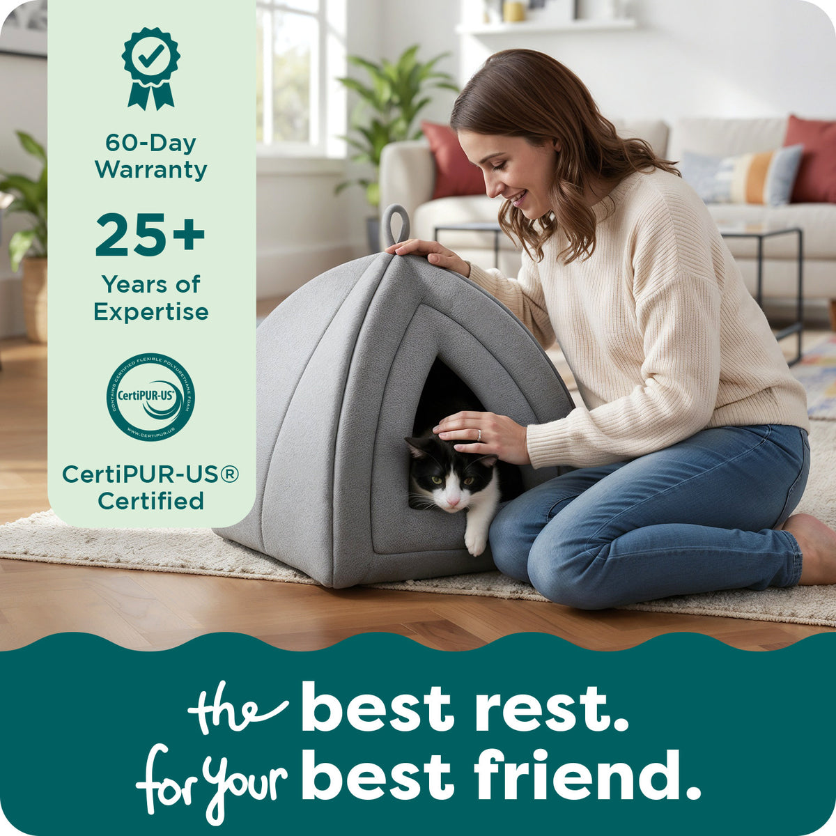 Furhaven Small Cat Bed Polar Fleece Foldable Pet Tent, Washable - Heather Gray, Small Pet Tent Small Pet Tent - Fleece (Heather Gray) — product image 8
