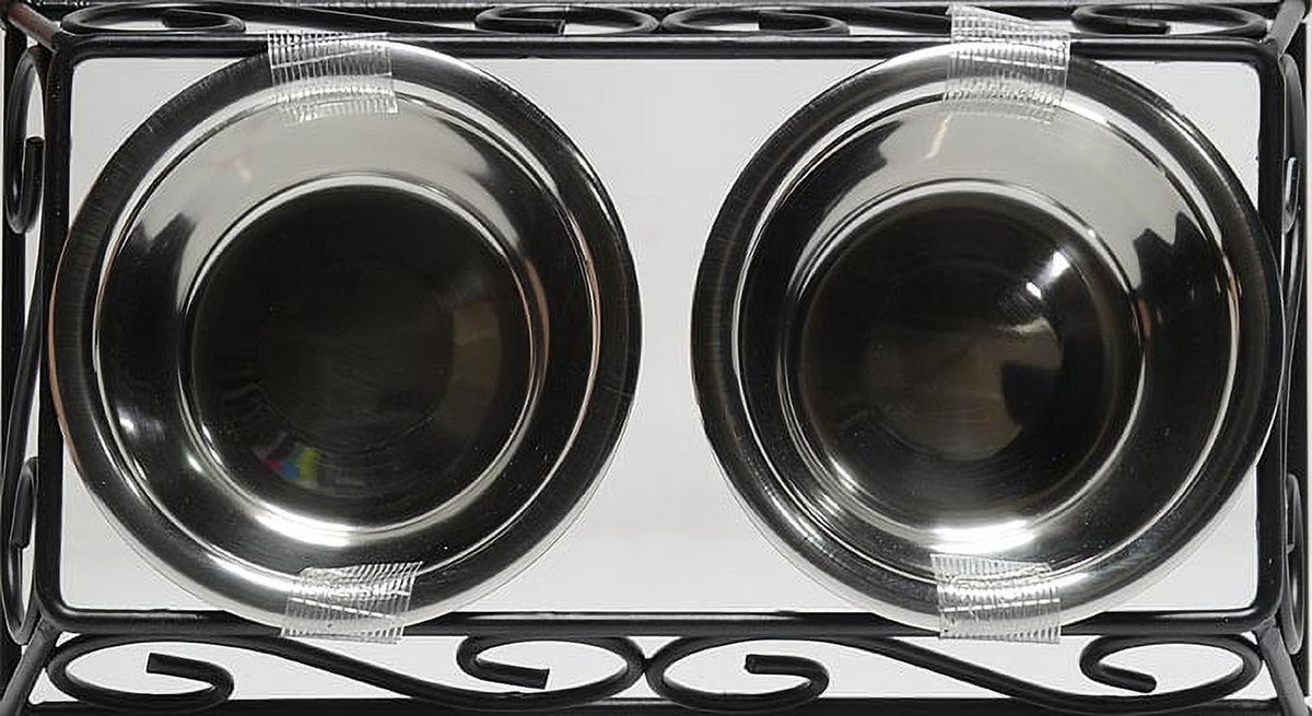 Gofetch Stainless Steel Pet Food Bowl with Double Diner in Black and Silver — product image 3