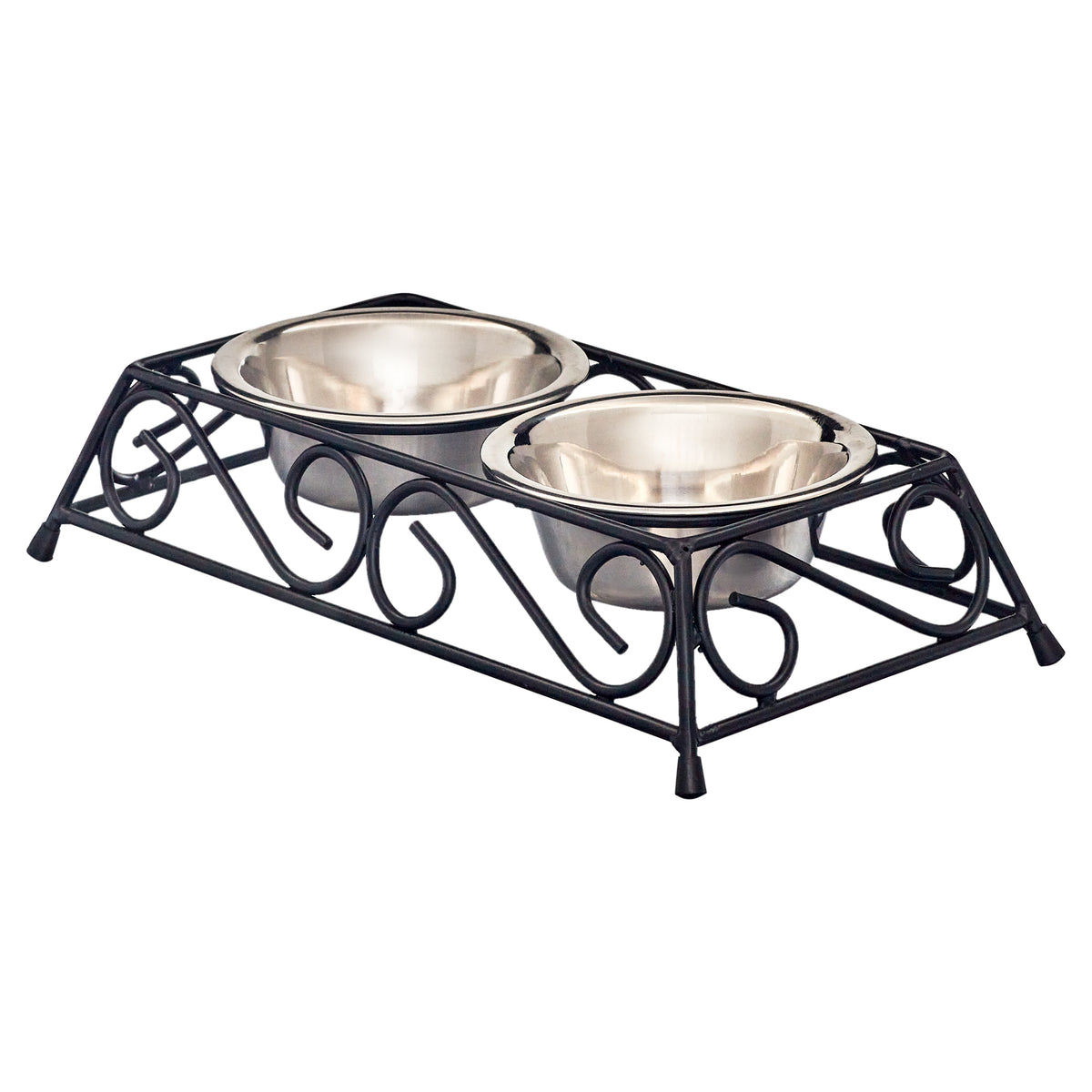 Gofetch Stainless Steel Pet Food Bowl with Double Diner in Black and Silver — product image 4