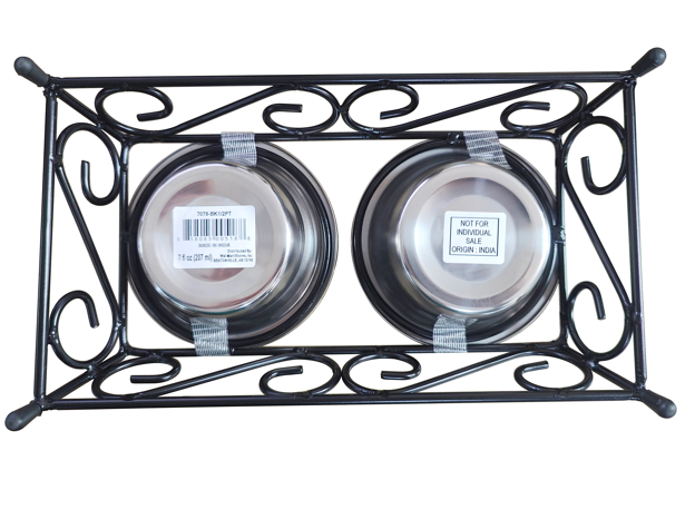 Gofetch Stainless Steel Pet Food Bowl with Double Diner in Black and Silver — product image 6
