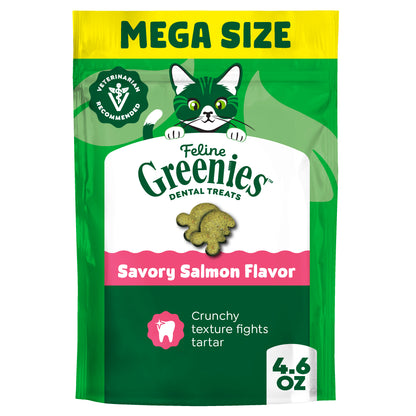 Greenies Feline Savory Salmonflavor Adult Natural Dental Cat Treats, 4.6 Oz Pouch