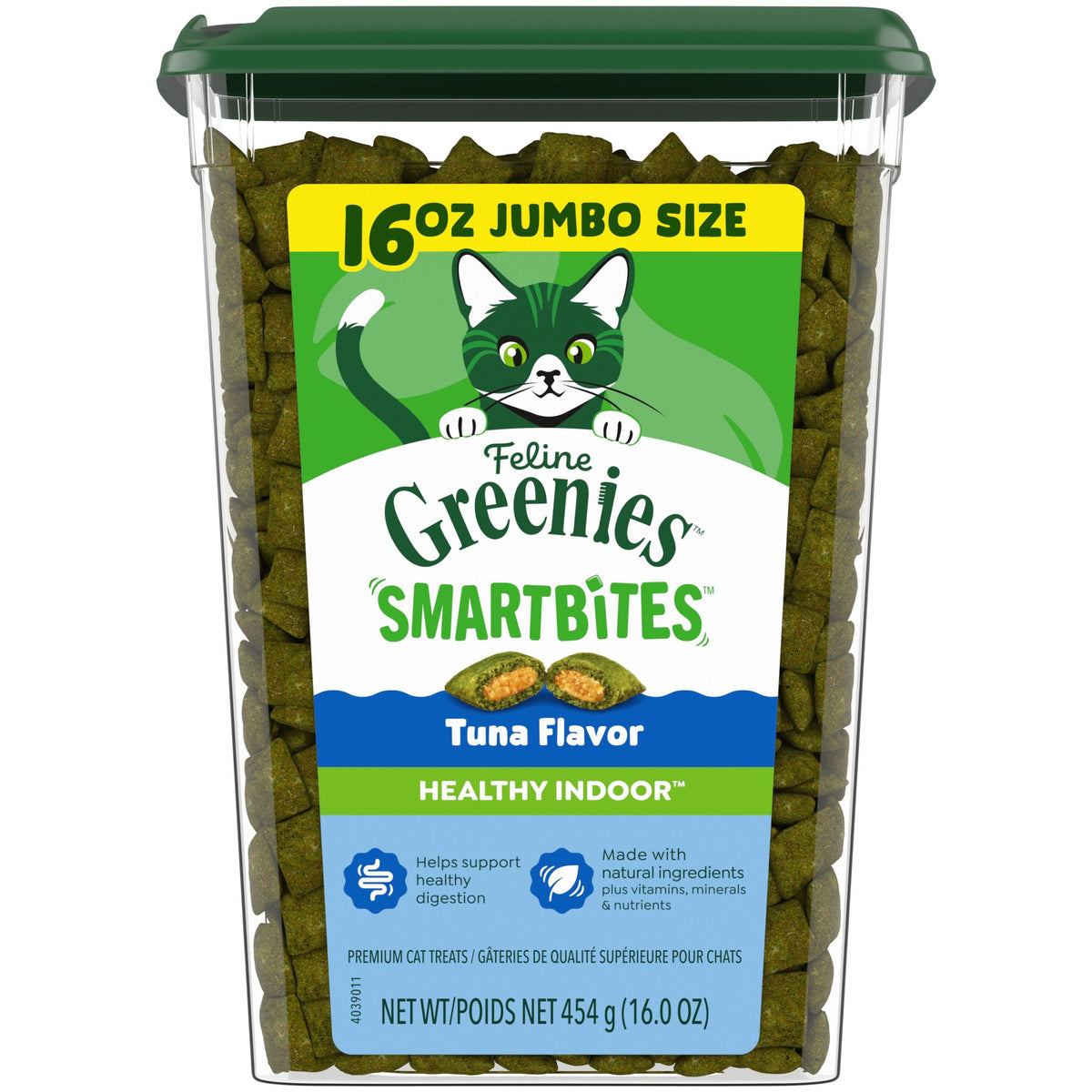 Greenies Feline Smartbites Tuna Flavor Healthy Indoor Cat Treats, 16 oz Tub