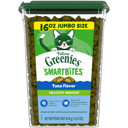 Greenies Feline Smartbites Tuna Flavor Healthy Indoor Cat Treats, 16 oz Tub