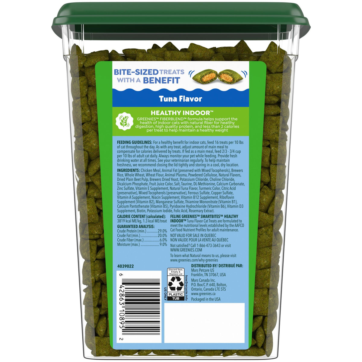 Greenies Feline Smartbites Tuna Flavor Healthy Indoor Cat Treats, 16 oz Tub — product image 2
