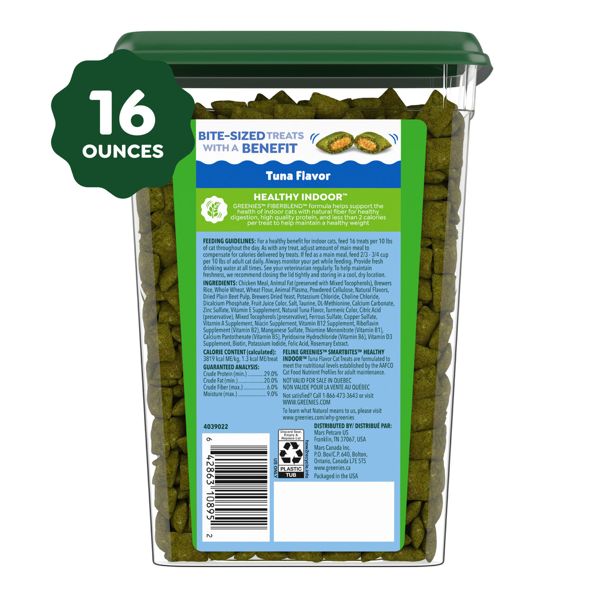 Greenies Feline Smartbites Tuna Flavor Healthy Indoor Cat Treats, 16 oz Tub — product image 7