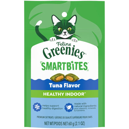 Greenies Feline Smartbites Tuna Flavor Healthy Indoor Cat Treats, 2.1 oz Pack