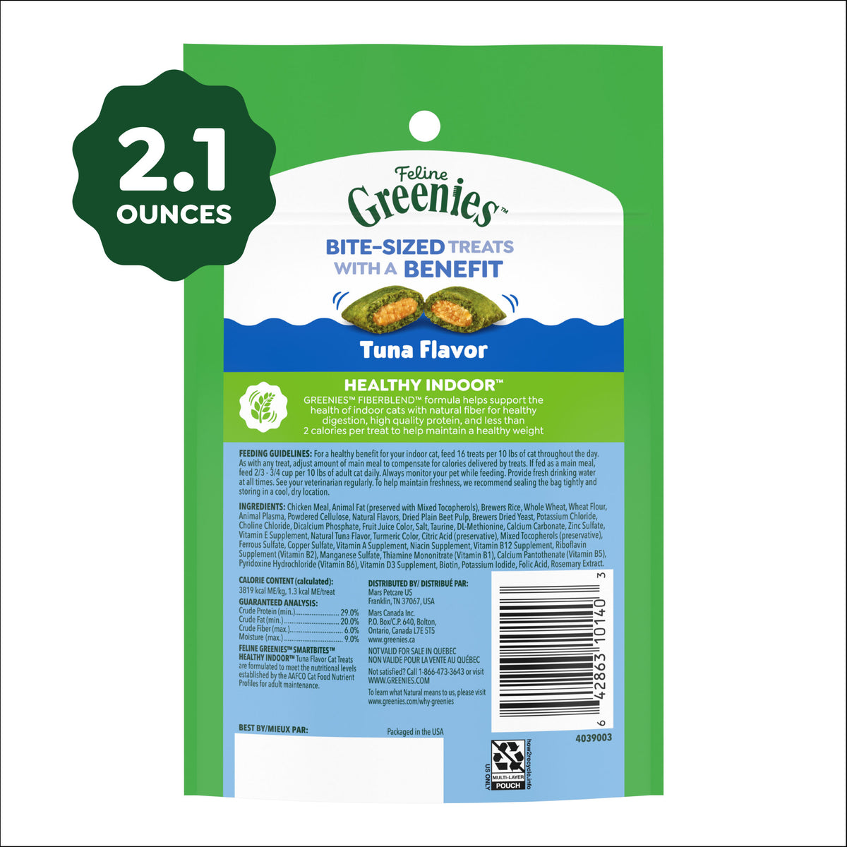 Greenies Feline Smartbites Tuna Flavor Healthy Indoor Cat Treats, 2.1 oz Pack — product image 7