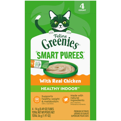 Greenies Puree Indoor Cat Treats Chicken Flavor 4 Count