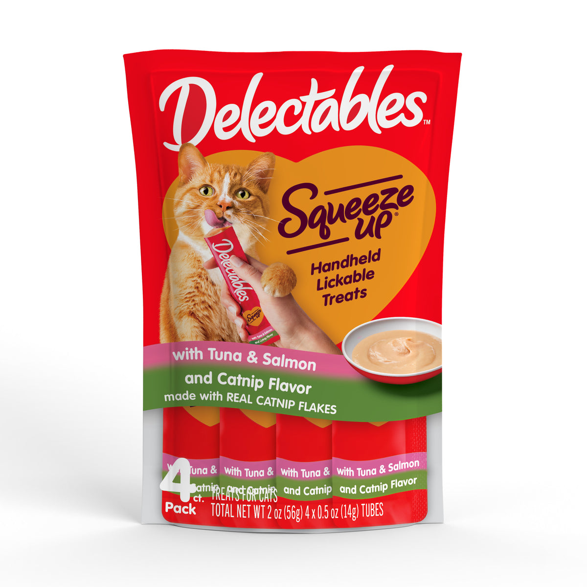 Hartz Delectables Squeeze Up Tuna & Salmon with Catnip Flavored Lickable Cat Treat, 4ct