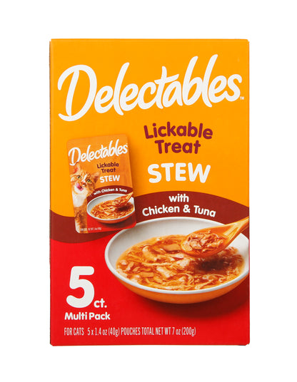 Hartz Delectables Stew Lickable Wet Cat Treats, Chicken & Tuna, 5 Pack