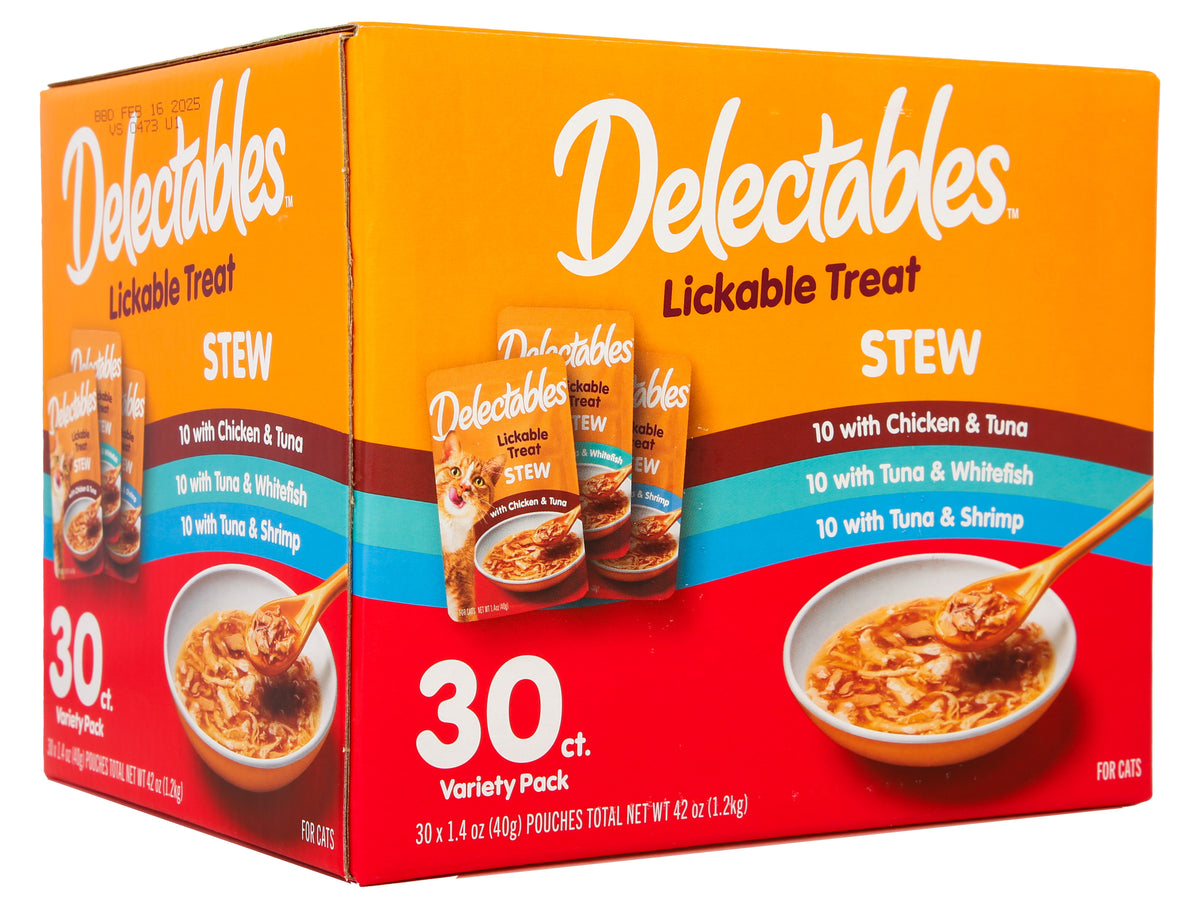 Hartz Delectables Stew Lickable Wet Cat Treats Variety Pack, 30 Count