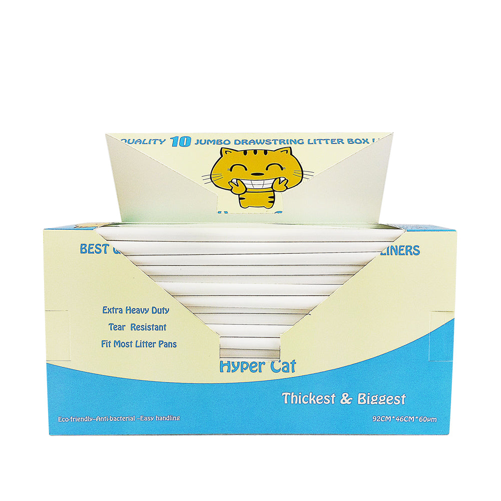 "Hyper Cat Jumbo Cat Litter Box Liners Drawstring Litter Bags for Boxes 10 Counts"