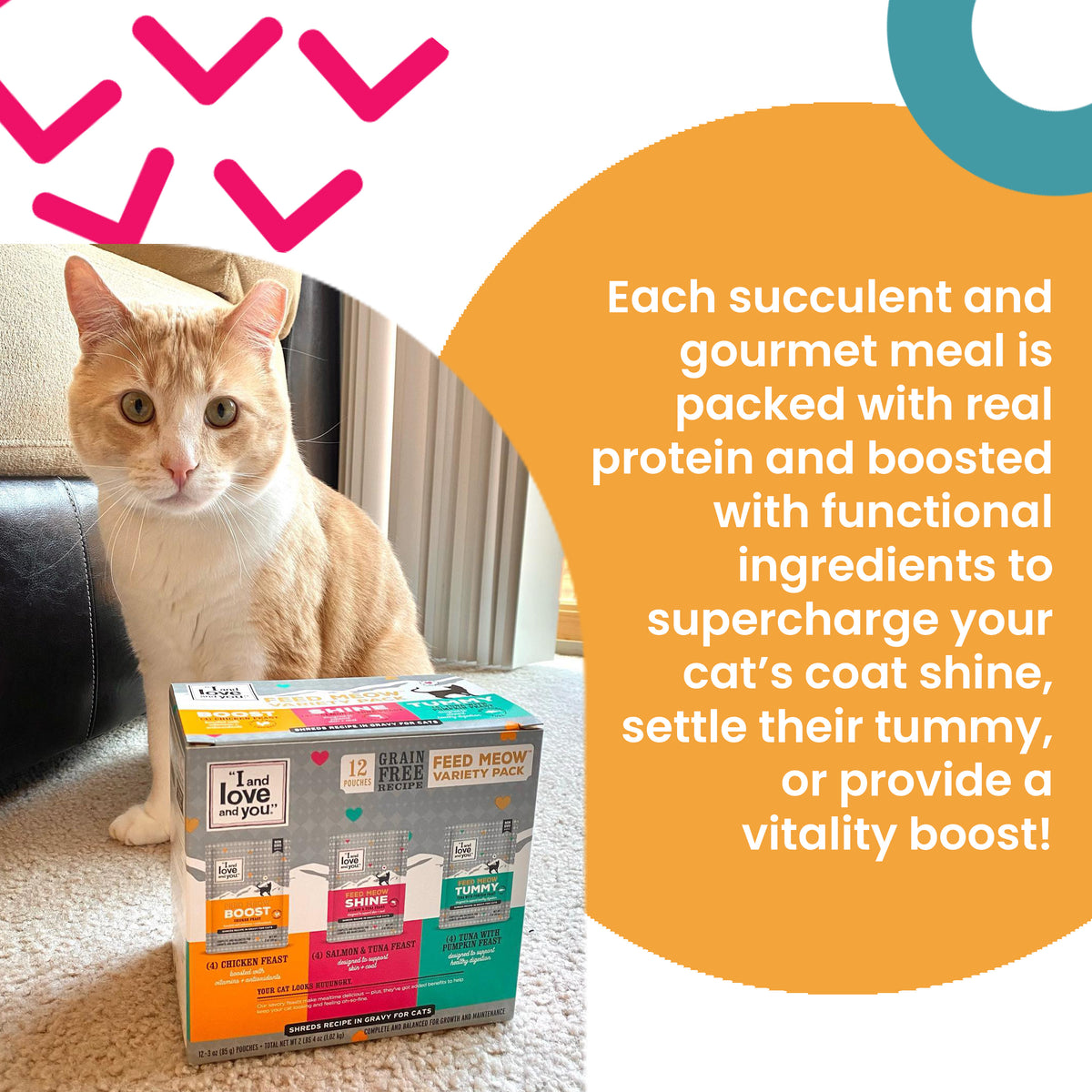 "I and love and you" Feed Meow Wet Cat Food, Boost Formula with Chicken, Complete and Balanced Meal, 3oz Pouch — product image 4