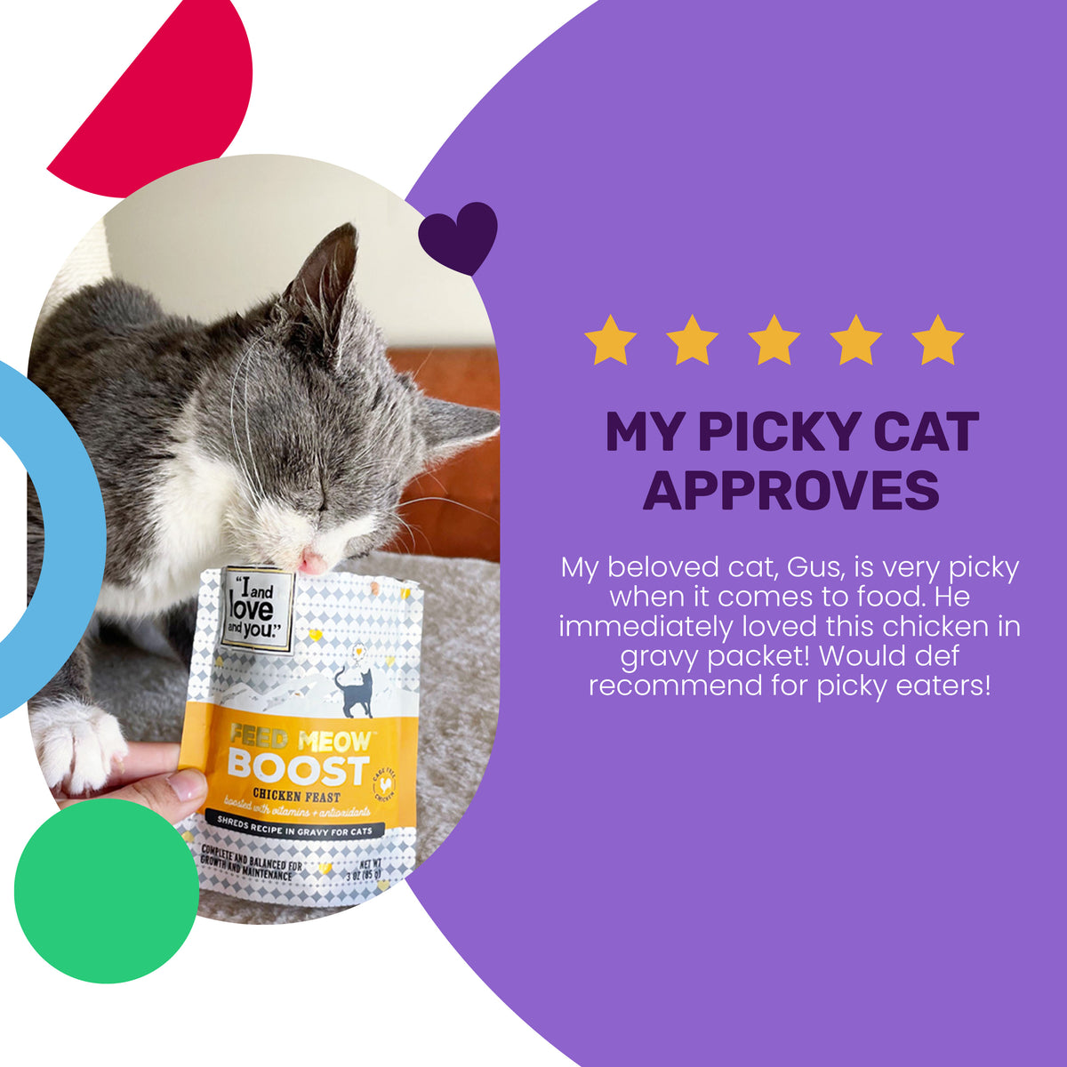 "I and love and you" Feed Meow Wet Cat Food, Boost Formula with Chicken, Complete and Balanced Meal, 3oz Pouch — product image 5