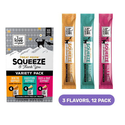 "I and love and you" Treat Meow Squeeze & Thank You Lickable Cat Treat Variety Chicken/Tuna