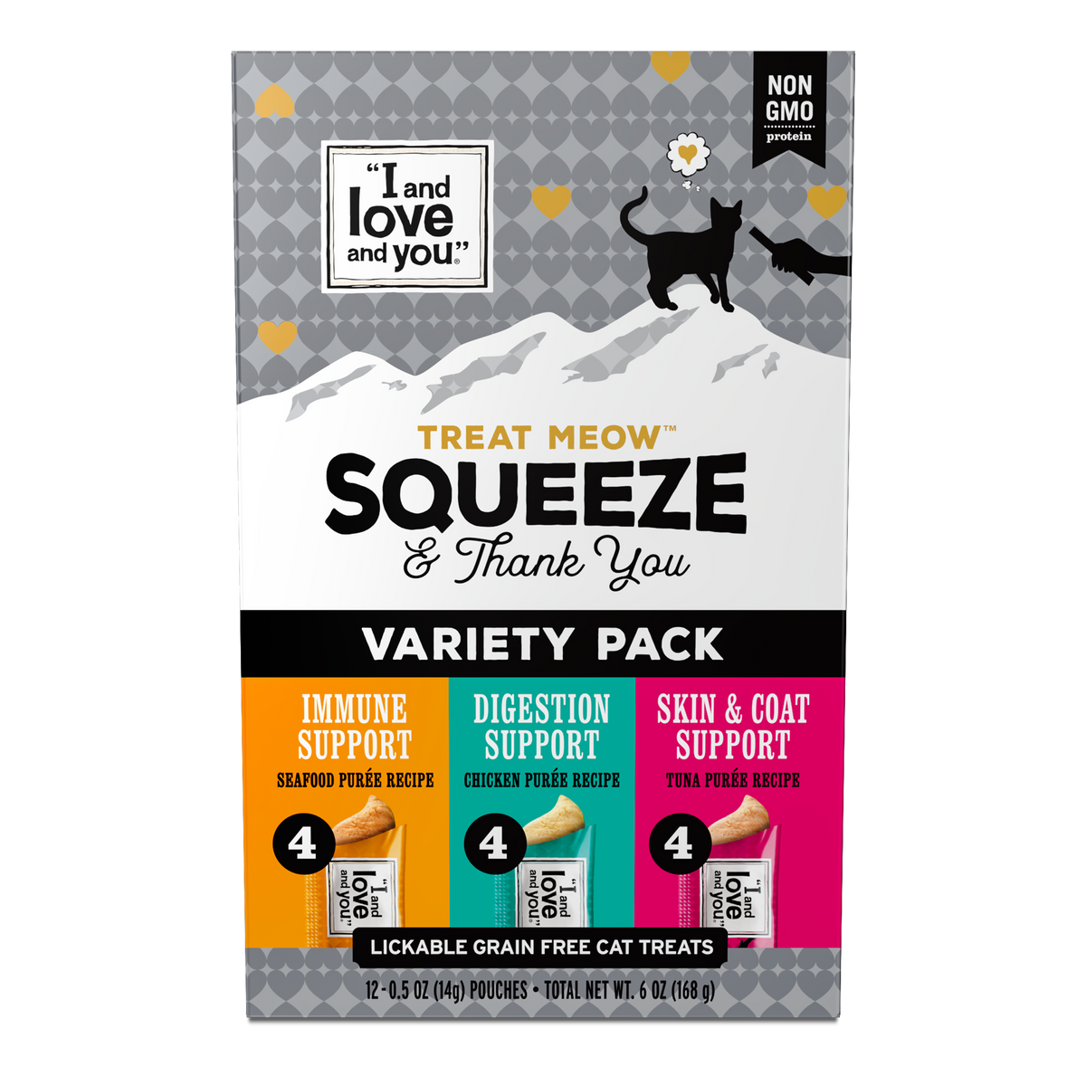 "I and love and you" Treat Meow Squeeze & Thank You Lickable Cat Treat Variety Chicken/Tuna — product image 2