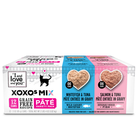 "I and love and you" XOXOs, Whitefish, and Tuna Pate' Canned Wet Cat Food