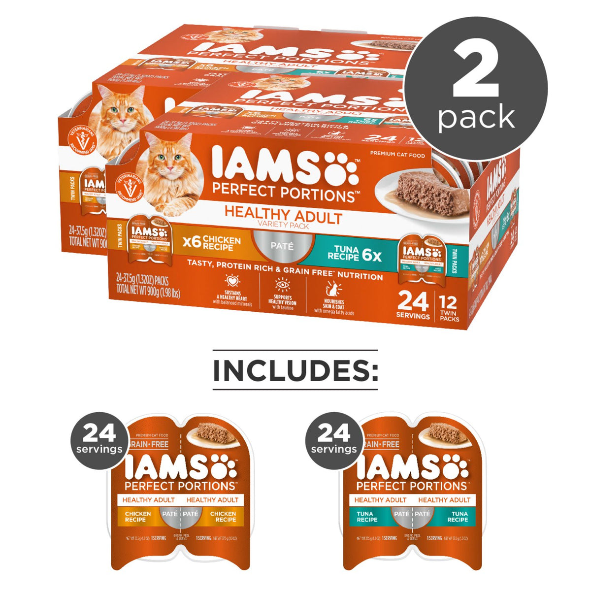 Iams Perfect Portions Grain Free Wet Cat Food Variety Pack, 1.32 Oz Trays, 12 Pack — product image 8