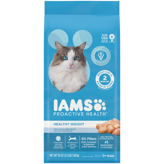 Iams Proactive Health Chicken Flavor Dry Cat Food Healthy Weight 3.5 lb Bag