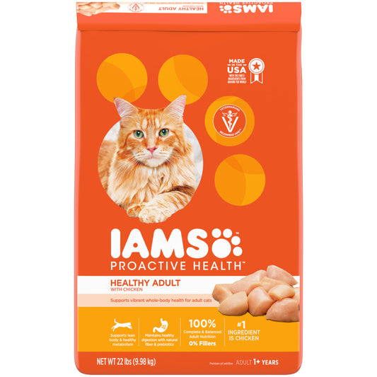 Iams Proactive Health Dry Cat Food, Chicken Flavor, 22 lb Bag