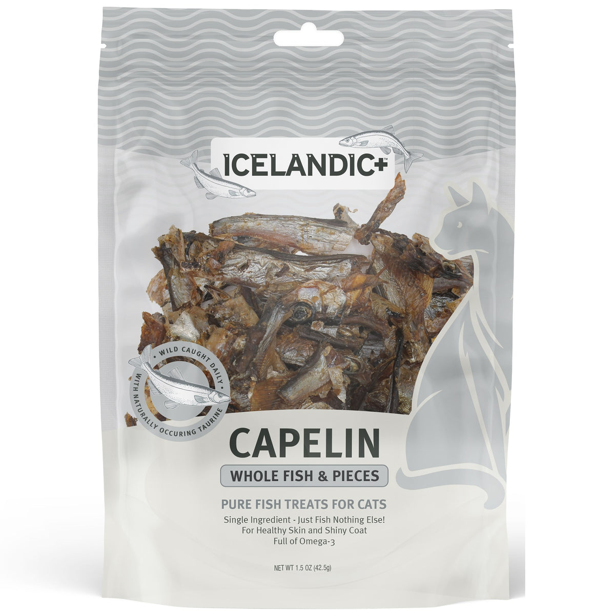 Icelandic+ Whole Fish & Pieces: Capelin - 1.5oz Bag- Cat Treats, Wild- Caught Air-Dried Fish, Single Ingredient Pet Snacks, Just The Fish Nothing Else