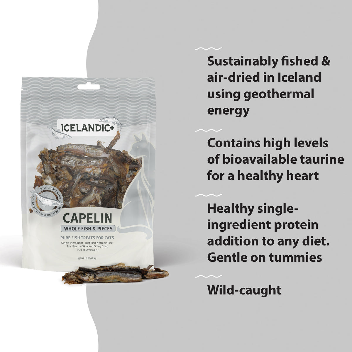 Icelandic+ Whole Fish & Pieces: Capelin - 1.5oz Bag- Cat Treats, Wild- Caught Air-Dried Fish, Single Ingredient Pet Snacks, Just The Fish Nothing Else — product image 5