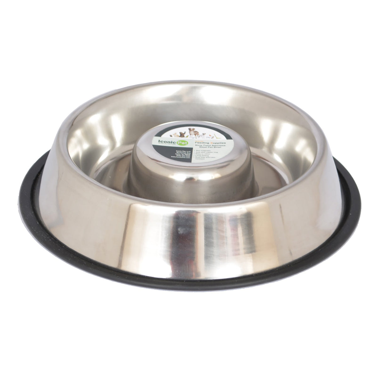 Iconic Pet 92007 24 oz Slow Feed Stainless Steel Pet Bowl for Dog or Cat - Medium — product image 4