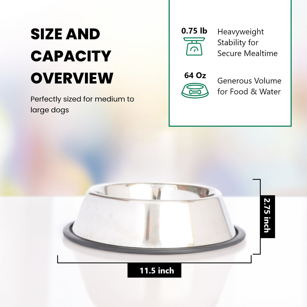 Iconic Pet - Stainless Steel Non-Skid Pet Bowl for Dog or Cat - 64 oz - 8 cup — product image 10