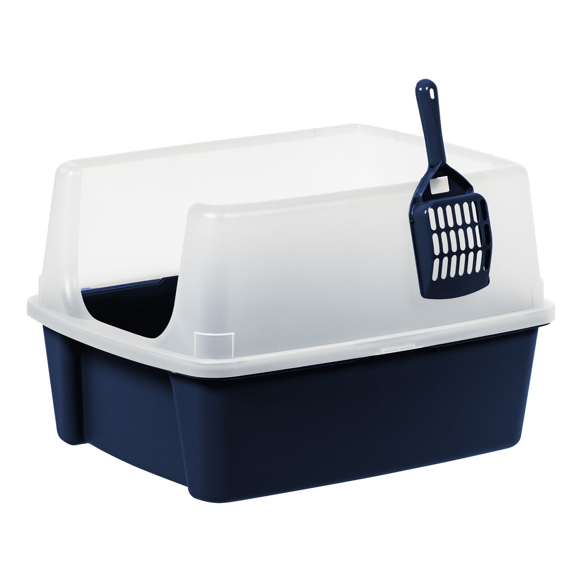 Inspired Essentials, High Sided Open Top Cat Litter Box with Scoop, Navy — product image 6