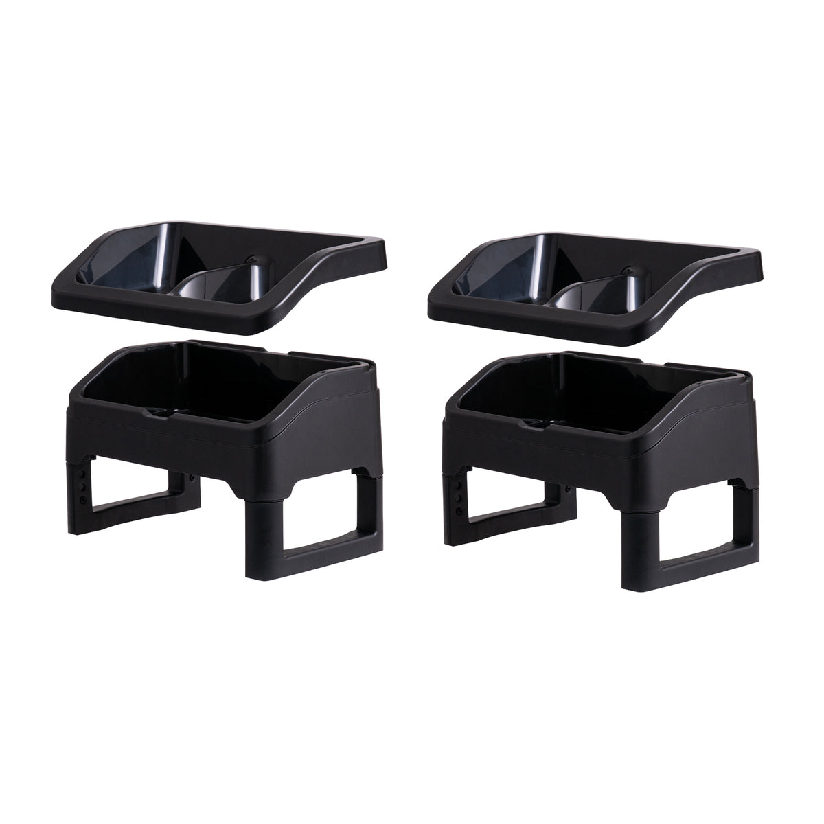 IRIS Adjustable Elevated Pet Feeder, Black, 2 Pk
