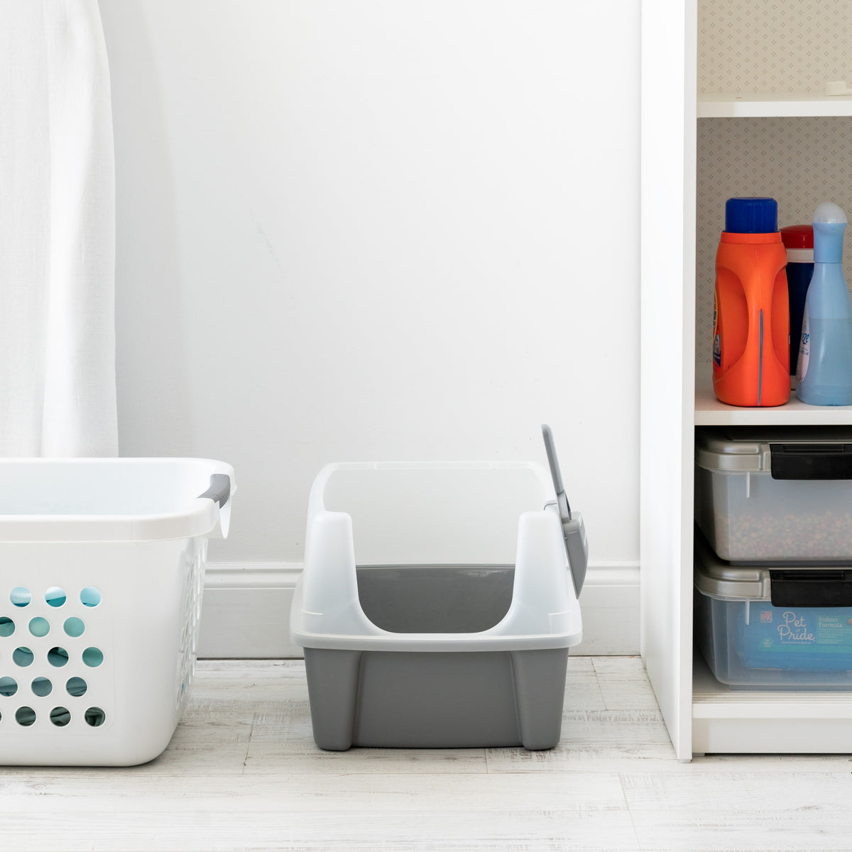 IRIS Open Top Cat Litter Tray with Scoop and Scatter Shield, Cat Litter Pan, Gray — product image 3