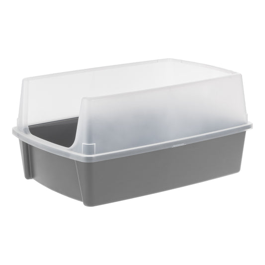 IRIS, XXL Open-Top Cat Litter Box with High Sides, Easy to Clean for Big Cats, Gray