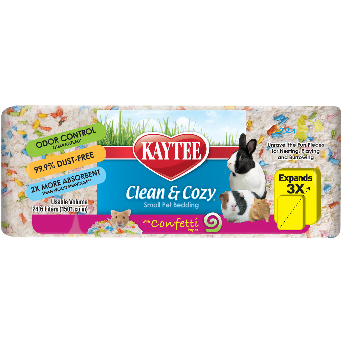 Kaytee Clean & Cozy Confetti Bedding White Paper Bedding with Colored Confetti Paper24.6 liters — product image 8
