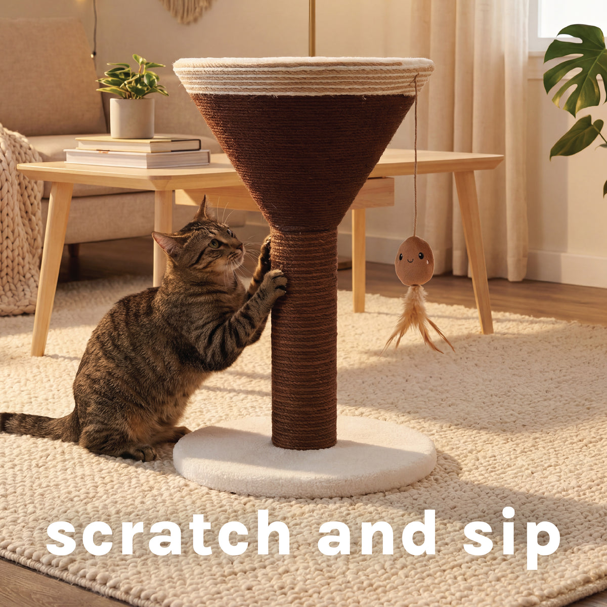 Kitty Citty Espresso Martini Cocktail Sisal Cat Scratching Post, Brown, One Size — product image 4